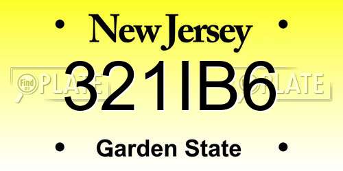 321IB6 New Jersey License Plate