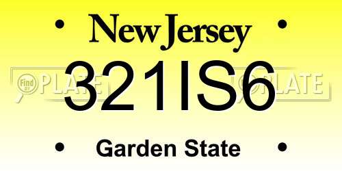 321IS6 New Jersey License Plate