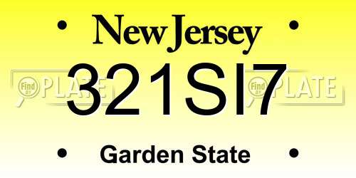 321SI7 New Jersey License Plate