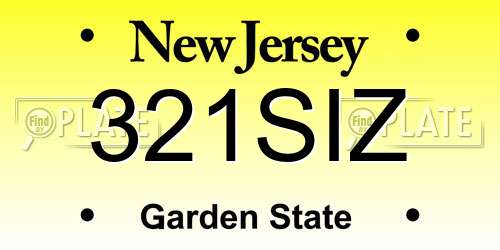 321SIZ New Jersey License Plate