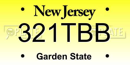 321TBB New Jersey License Plate