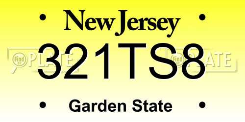 321TS8 New Jersey License Plate