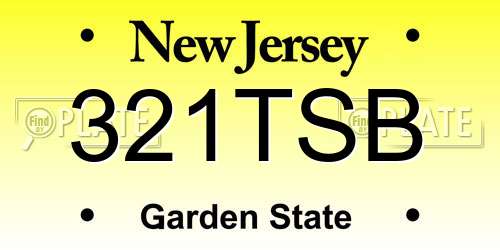 321TSB New Jersey License Plate