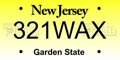 321WAX New Jersey License Plate
