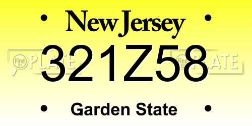 321Z58 New Jersey License Plate