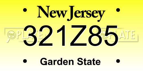 321Z85 New Jersey License Plate
