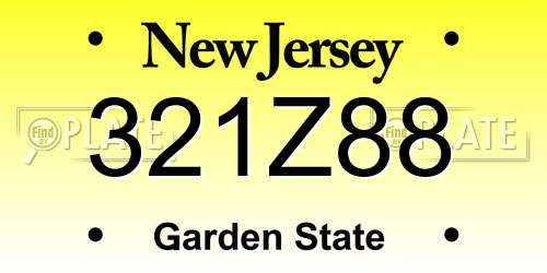321Z88 New Jersey License Plate