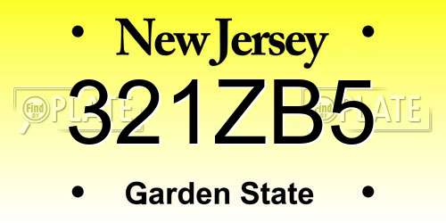 321ZB5 New Jersey License Plate