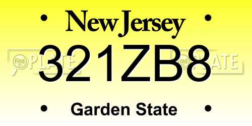 321ZB8 New Jersey License Plate