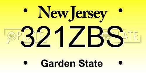 321ZBS New Jersey License Plate