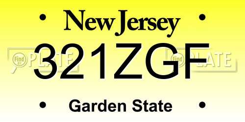 321ZGF New Jersey License Plate