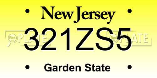 321ZS5 New Jersey License Plate