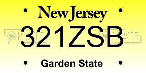 321ZSB New Jersey License Plate