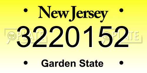 3220152 New Jersey License Plate