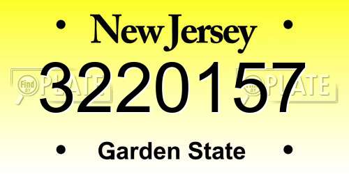 3220157 New Jersey License Plate
