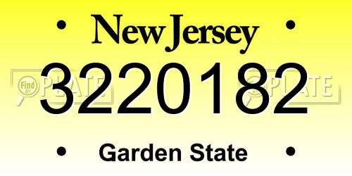 3220182 New Jersey License Plate