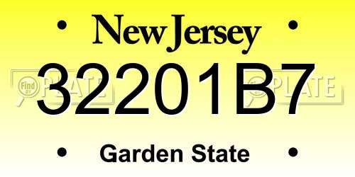 32201B7 New Jersey License Plate
