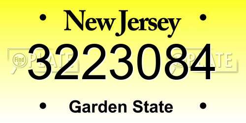 3223084 New Jersey License Plate