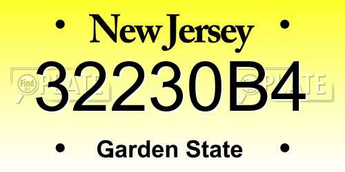 32230B4 New Jersey License Plate