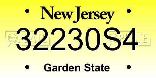 32230S4 New Jersey License Plate