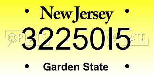 32250I5 New Jersey License Plate