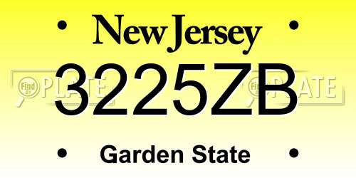 3225ZB New Jersey License Plate