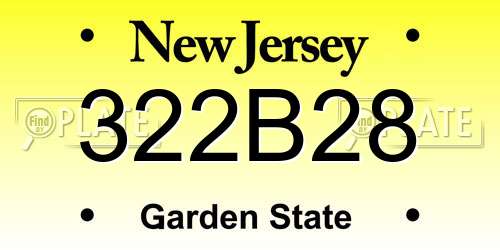 322B28 New Jersey License Plate