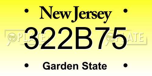 322B75 New Jersey License Plate