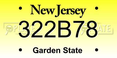 322B78 New Jersey License Plate