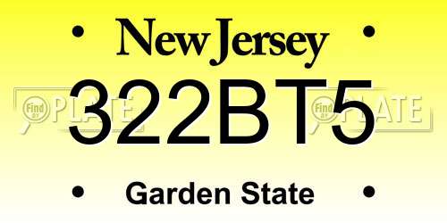 322BT5 New Jersey License Plate