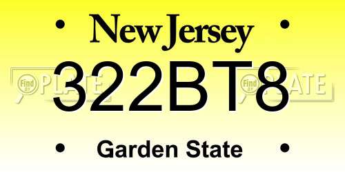 322BT8 New Jersey License Plate