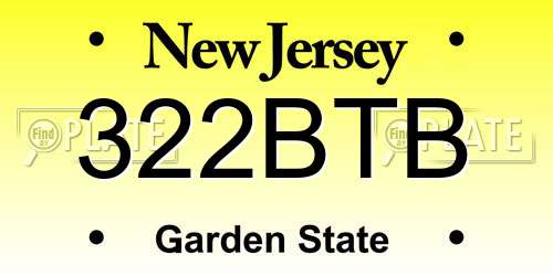 322BTB New Jersey License Plate