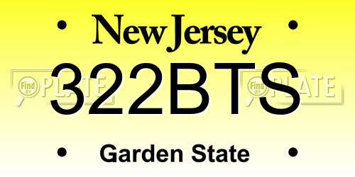 322BTS New Jersey License Plate