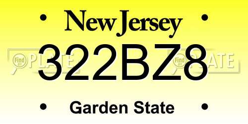 322BZ8 New Jersey License Plate