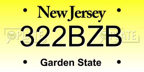 322BZB New Jersey License Plate