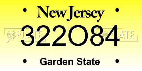 322O84 New Jersey License Plate