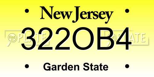 322OB4 New Jersey License Plate