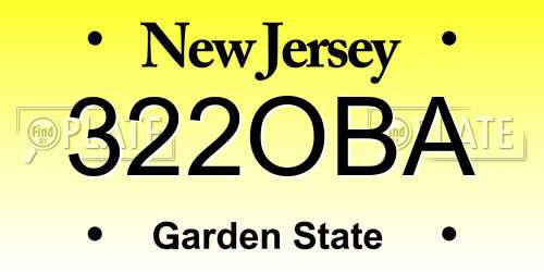 322OBA New Jersey License Plate
