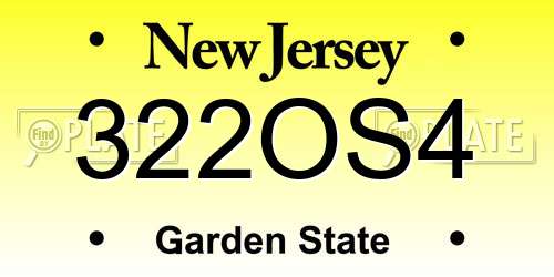 322OS4 New Jersey License Plate