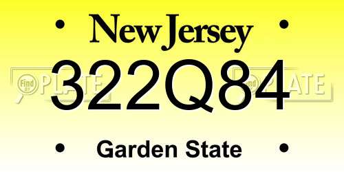 322Q84 New Jersey License Plate