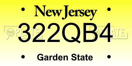 322QB4 New Jersey License Plate