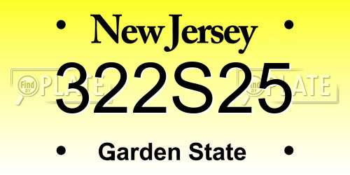 322S25 New Jersey License Plate