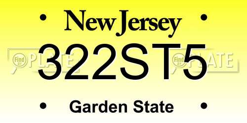 322ST5 New Jersey License Plate