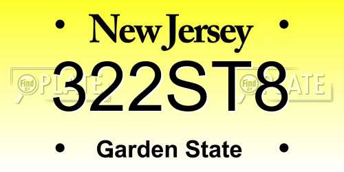 322ST8 New Jersey License Plate