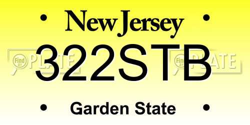 322STB New Jersey License Plate