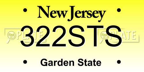322STS New Jersey License Plate