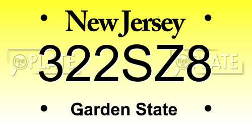 322SZ8 New Jersey License Plate