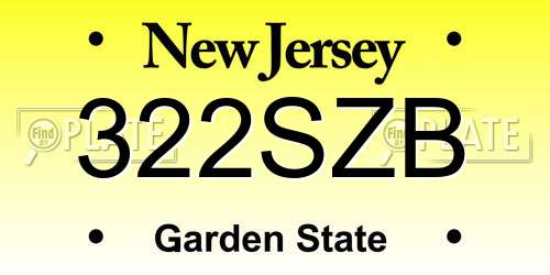 322SZB New Jersey License Plate