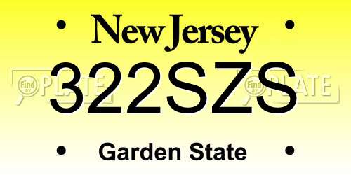 322SZS New Jersey License Plate