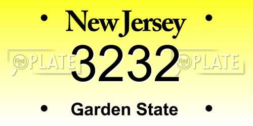 3232 New Jersey License Plate
